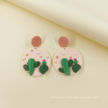 Shangjie OEM joyas Ins Fashion earings for women 2021 Summer Fruit Geometric Earrings Jewelry Cute Cactus Resin Clay Earrings